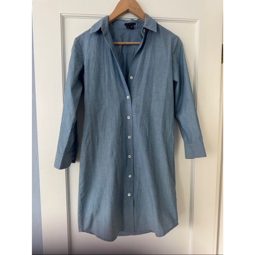 Theory Light Blue Chambray Style Shirt Dress Size 0